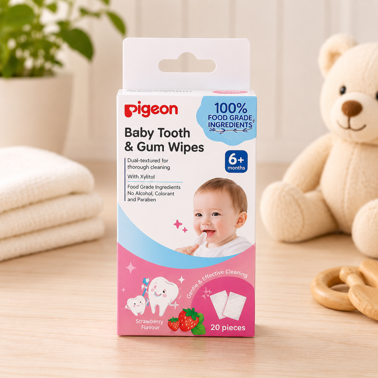 PIGEON TOOTH & GUM WIPES STRAWBERRY