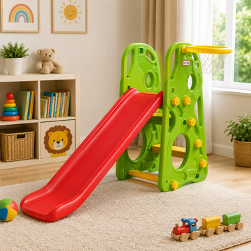 KIDS FREESTANDING SLIDE WITH BASKETBALL HOOP