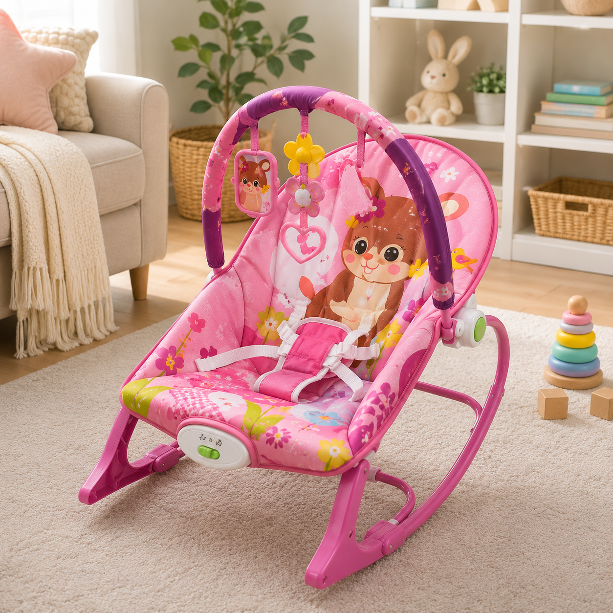 INFANTES MULTIFUNCTIONAL BABY ROCKER & BOUNCER SEAT - PINK