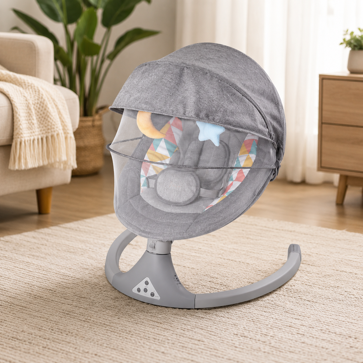 TINNIES GREY BABY SWING WITH MUSIC – NEWBORN TO 1 YEAR