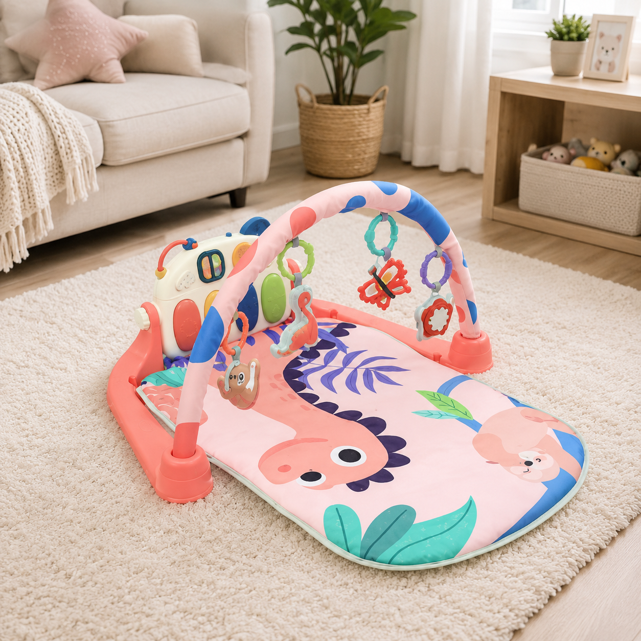 TINNIES BABY PIANO PLAY GYM & ACTIVITY MAT PINK (0–36 MONTHS)