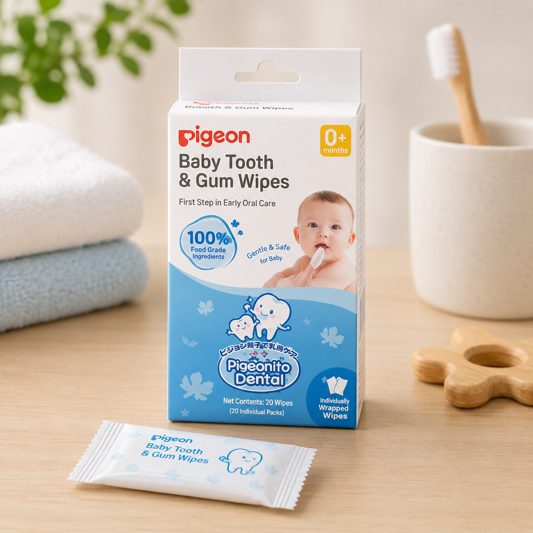 PIGEON BABY TOOTH & GUM WIPES NATURAL 20S