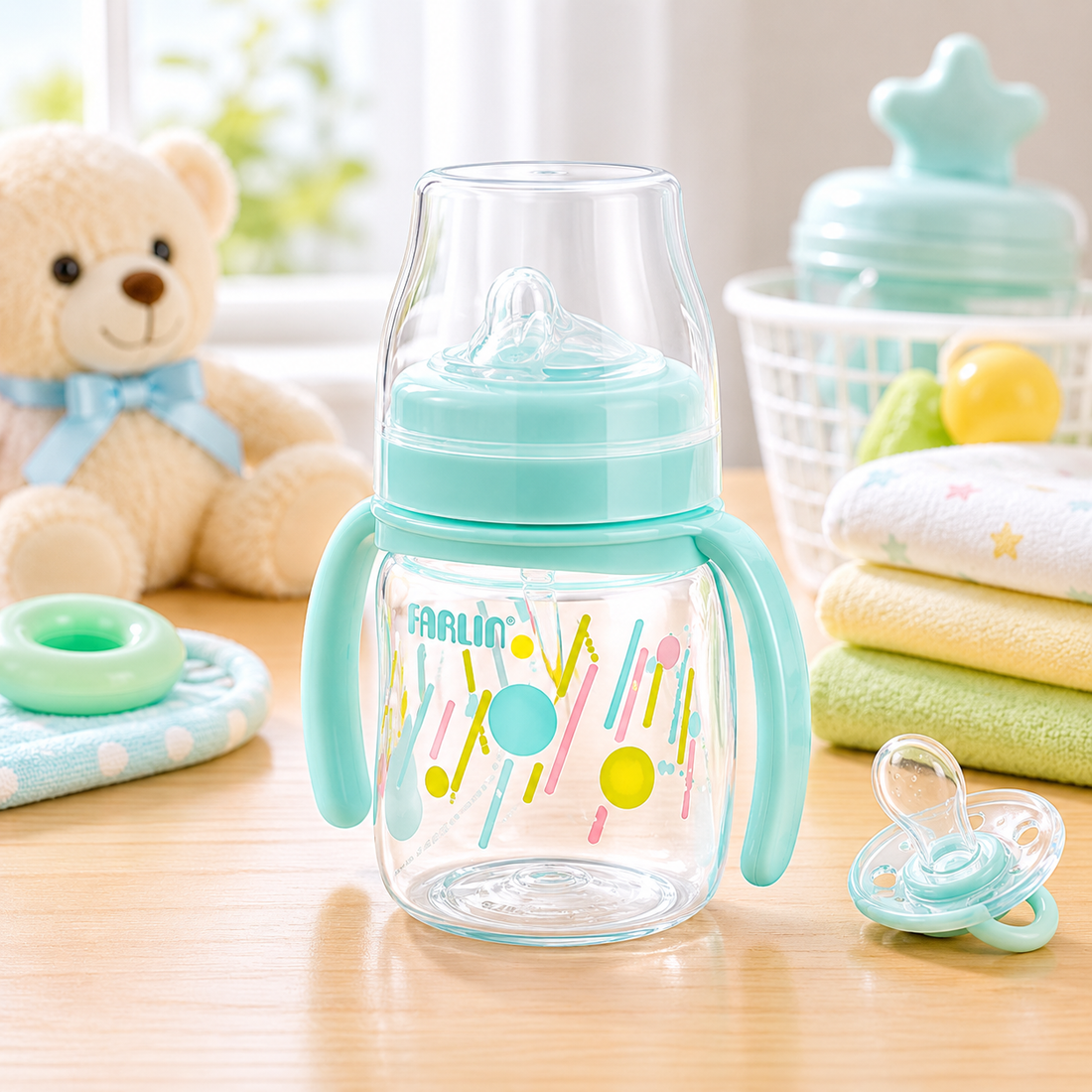 FARLIN DRINKING CUP STAGE 3-STRAW 150ML-GREEN