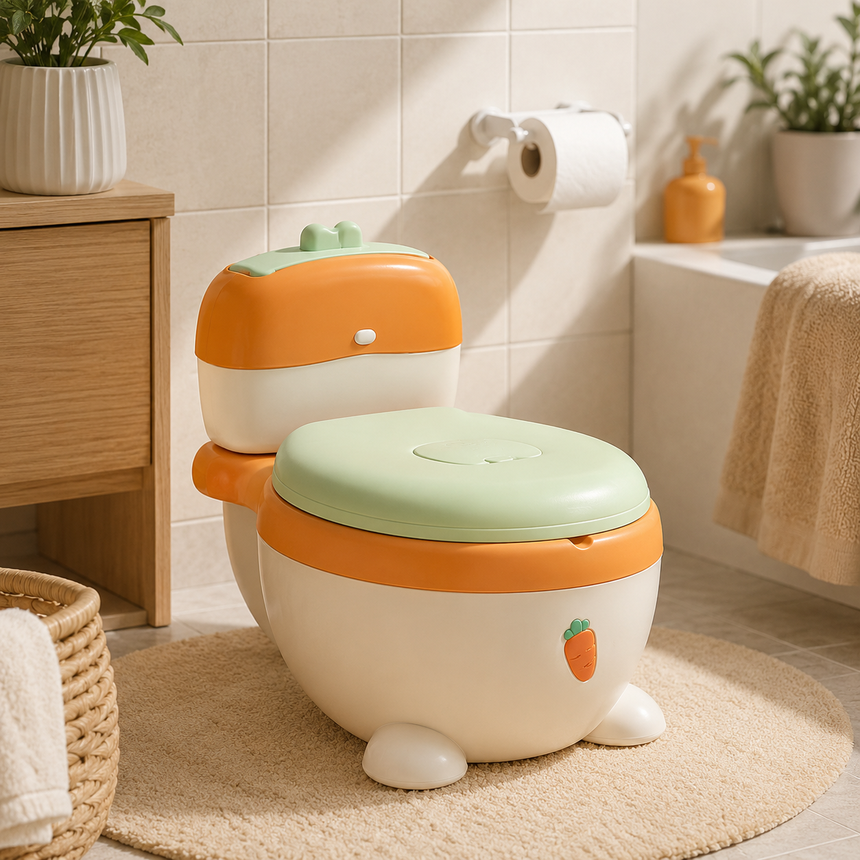 CARTOON BABY POTTY TRAINING TOILET SEAT - ORANGE