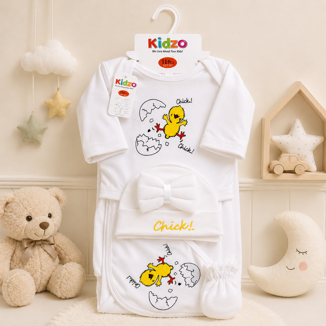 KIDZO 7 PCS NEWBORN BABY GIFT SET – PRINCESS EMBROIDERED DESIGN