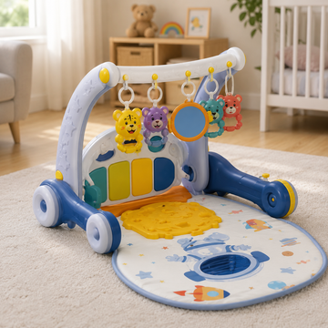 JOYOUS BABY WALKER PLAY GYM WITH PIANO MAT - BLUE