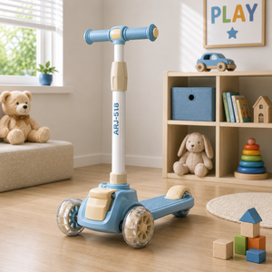 KIDS 3-WHEEL SCOOTER WITH FLASHING WHEELS - BLUE