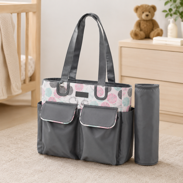 TINNIES COMPACT DIAPER BAG WITH CHANGING PAD – GREY