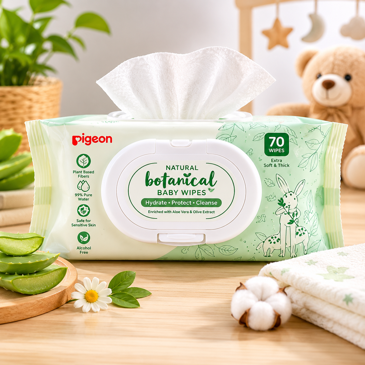 NATURAL BOTANICAL PLANTMADE GENTLE WIPES (70 SHEETS)