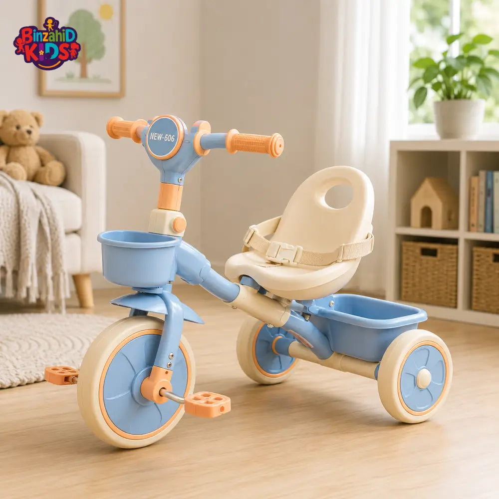 BABY BALANCE TRICYCLE WITH SILENT WHEELS - BLUE