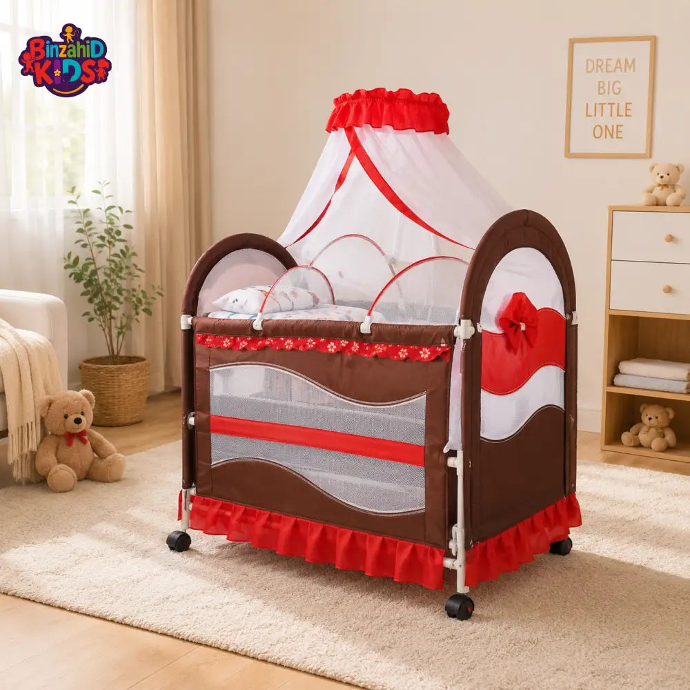 BABY MOSQUITO NET PLAYPEN COT - BROWN