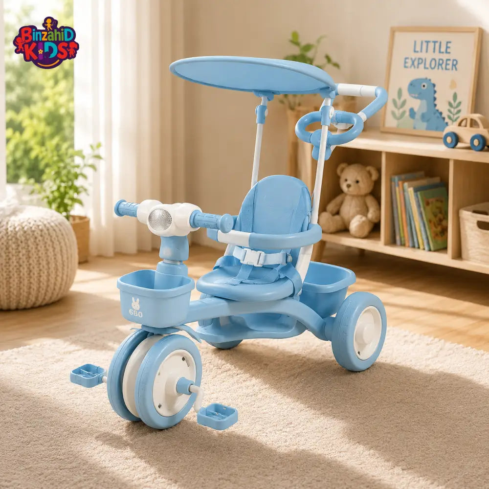 BABY STROLLER TRICYCLE WITH SUNSHADE CANOPY - LIGHT BLUE