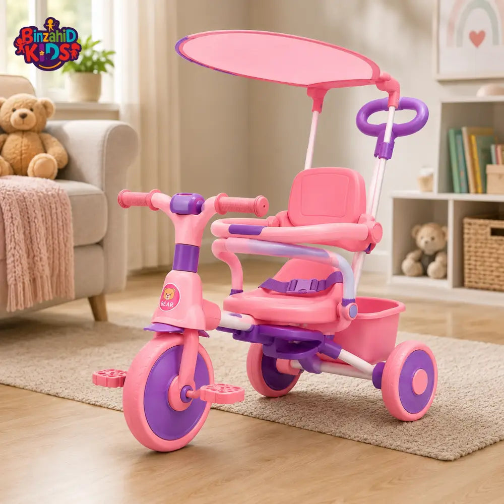 BABY STROLLER TRICYCLE WITH SUNSHADE CANOPY - PINK