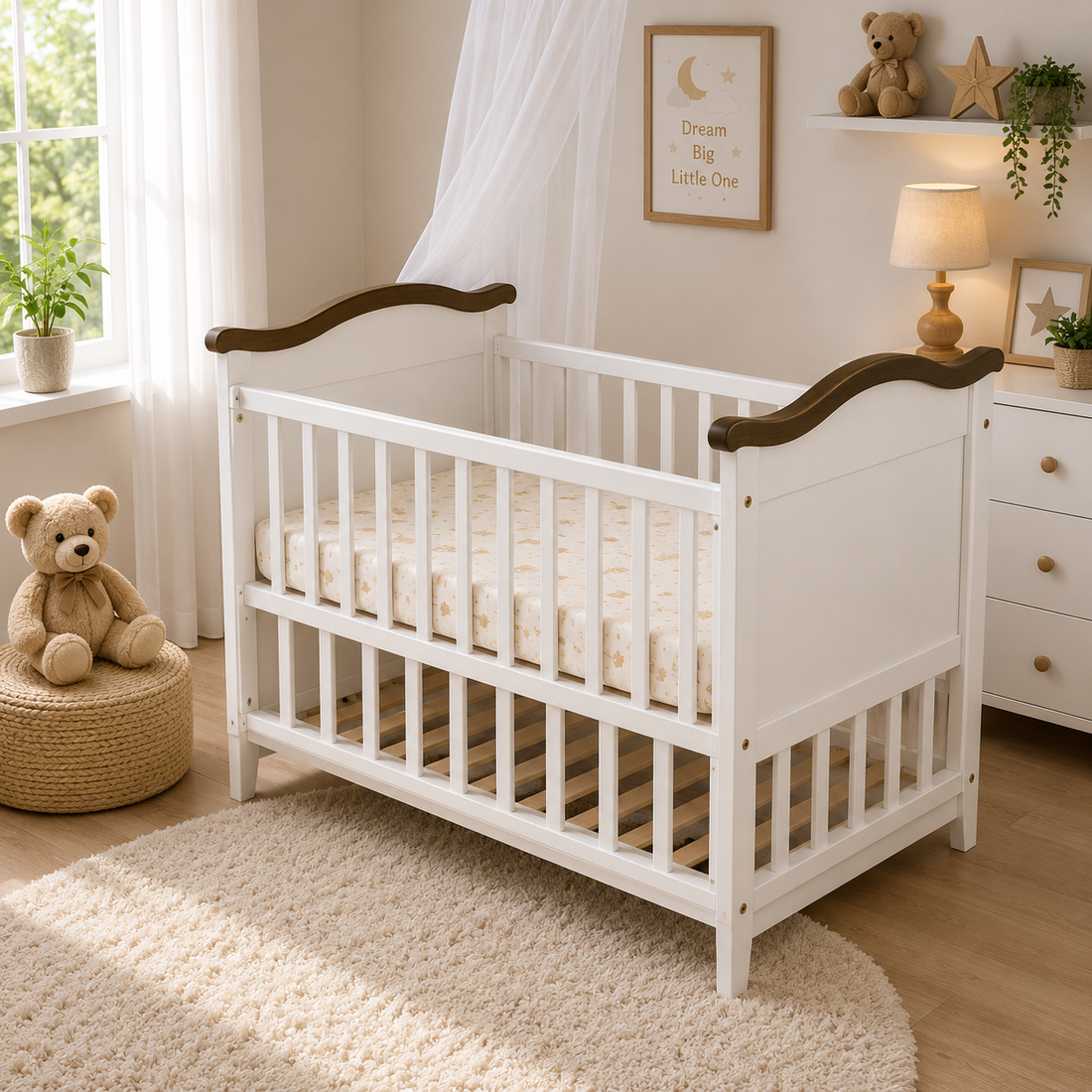 PREMIUM WOODEN BABY CRIB WITH MOSQUITO NET SUPPORT