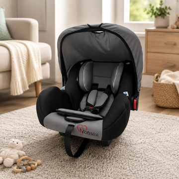 TINNIES COMFORTABLE & SECURE BABY CARRIER CAR SEAT – INFANT ROCKER WITH CANOPY (GREY 0-18 MONTHS)