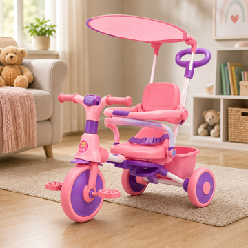 BABY STROLLER TRICYCLE WITH SUNSHADE CANOPY - PINK