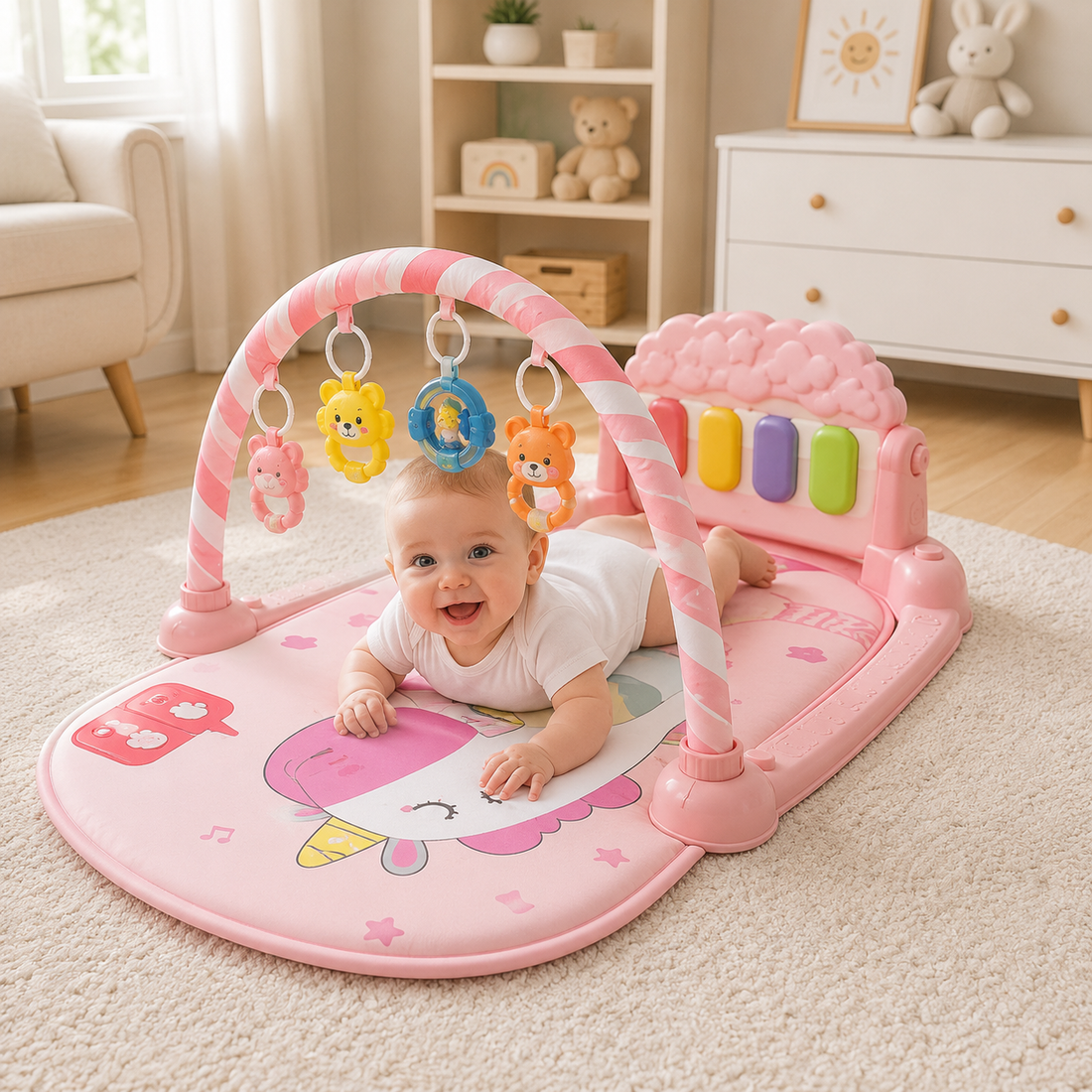 JOYOUS BABY PEDAL PIANO PLAY GYM MAT - PINK