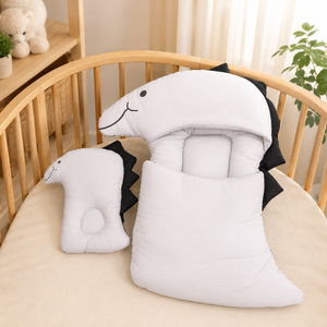 DINOSAUR DESIGN COTTON POLYESTER BABY SLEEPING BAG WITH MATCHING PILLOW - WHITE