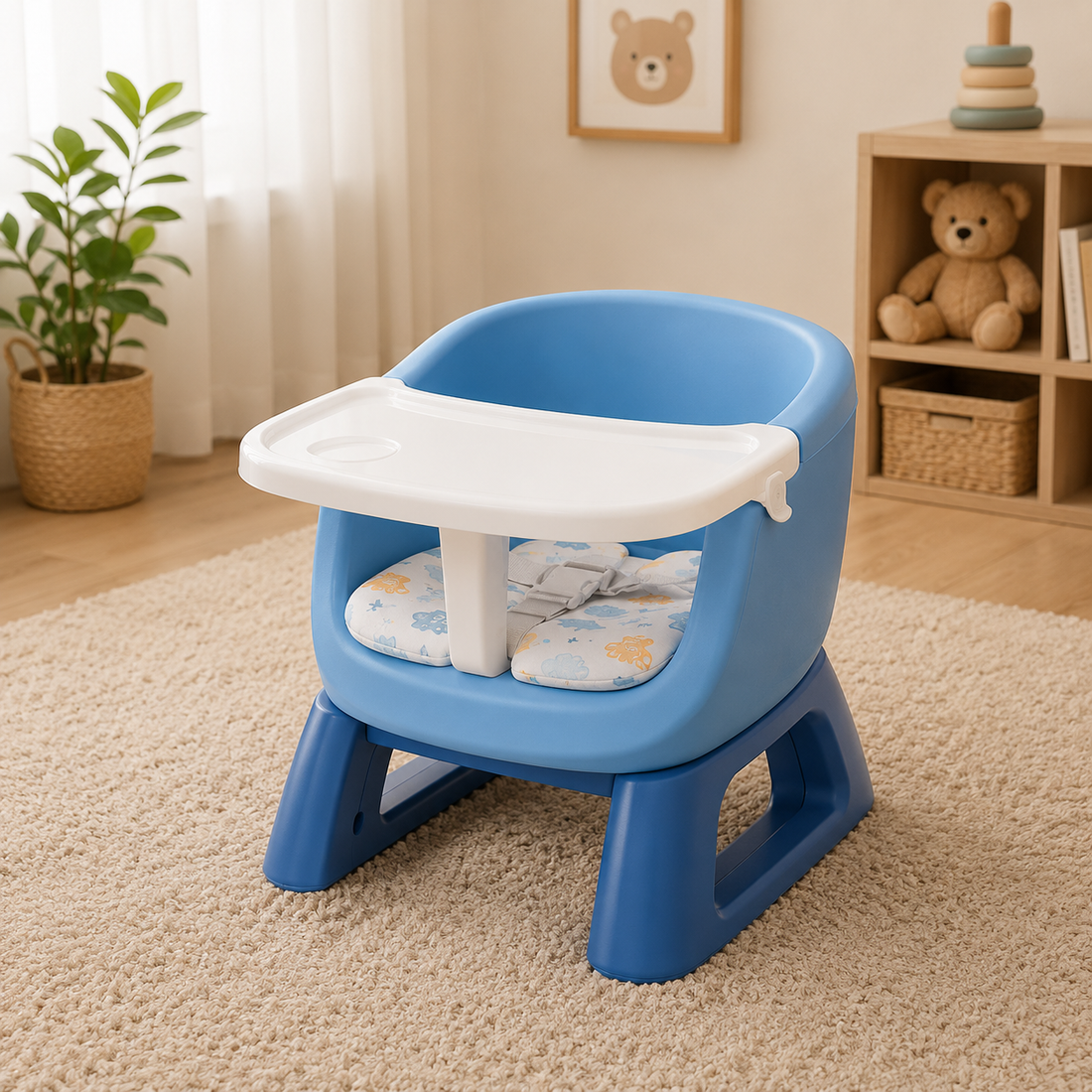 MULTIFUNCTIONAL BABY FEEDING CHAIR WITH TRAY FOR TODDLERS - BLUE