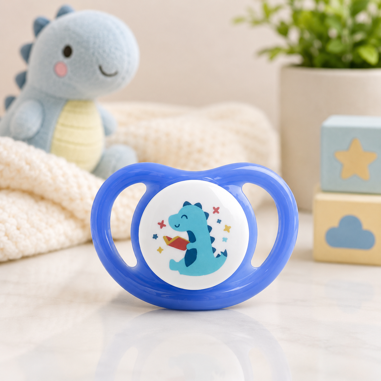 PIGEON BABY PACIFIER – DINO READ MOTIF (12–36 MONTHS)
