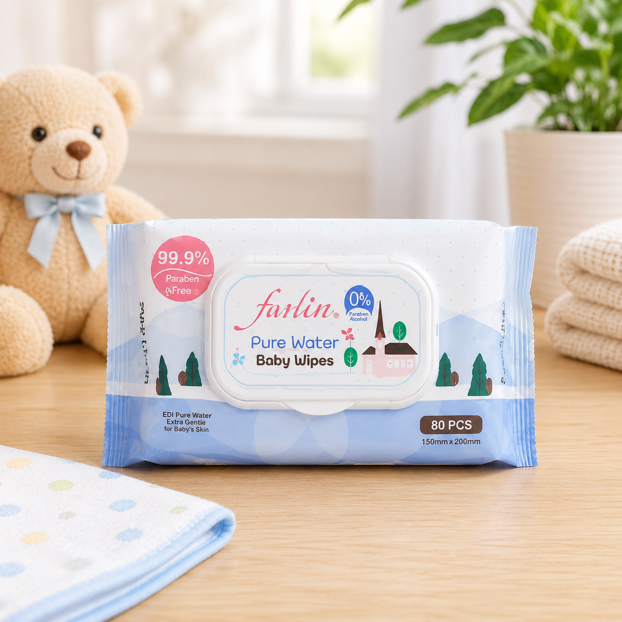FARLIN WET WIPES PURE WATER PK-80 FLIP TOP