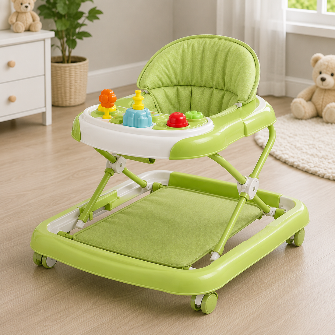 INFANTES BABY WALKER WITH FOOT PAD - GREEN