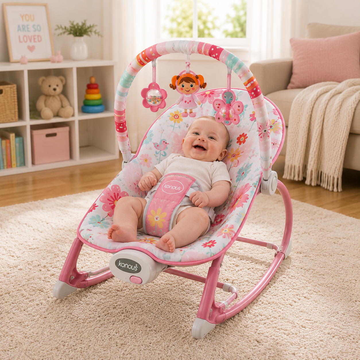 JOYOUS NEWBORN TO TODDLER ROCKER - PINK
