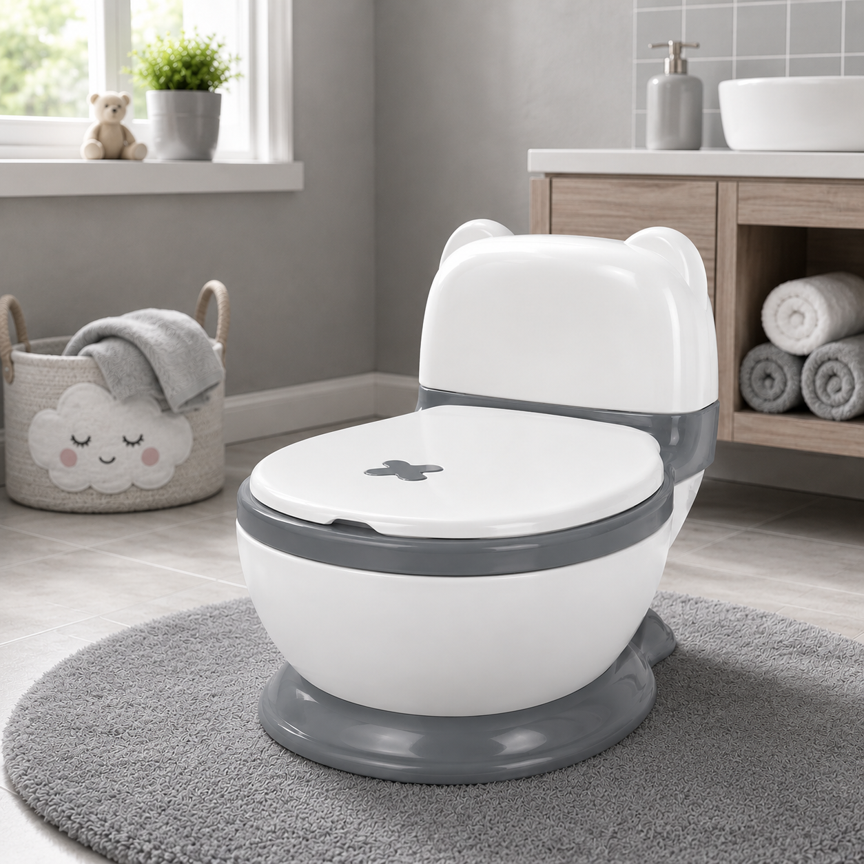 FOLDABLE BABY POTTY TRAINING SEAT - GREY