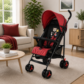 JOYOUS MULTIPOSITION BABY STROLLER WITH HANDLE - RED