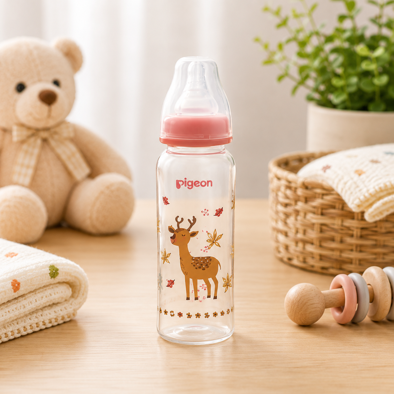 PIGEON COLORFUL ERGONOMIC BABY BOTTLE – 4+ MONTHS