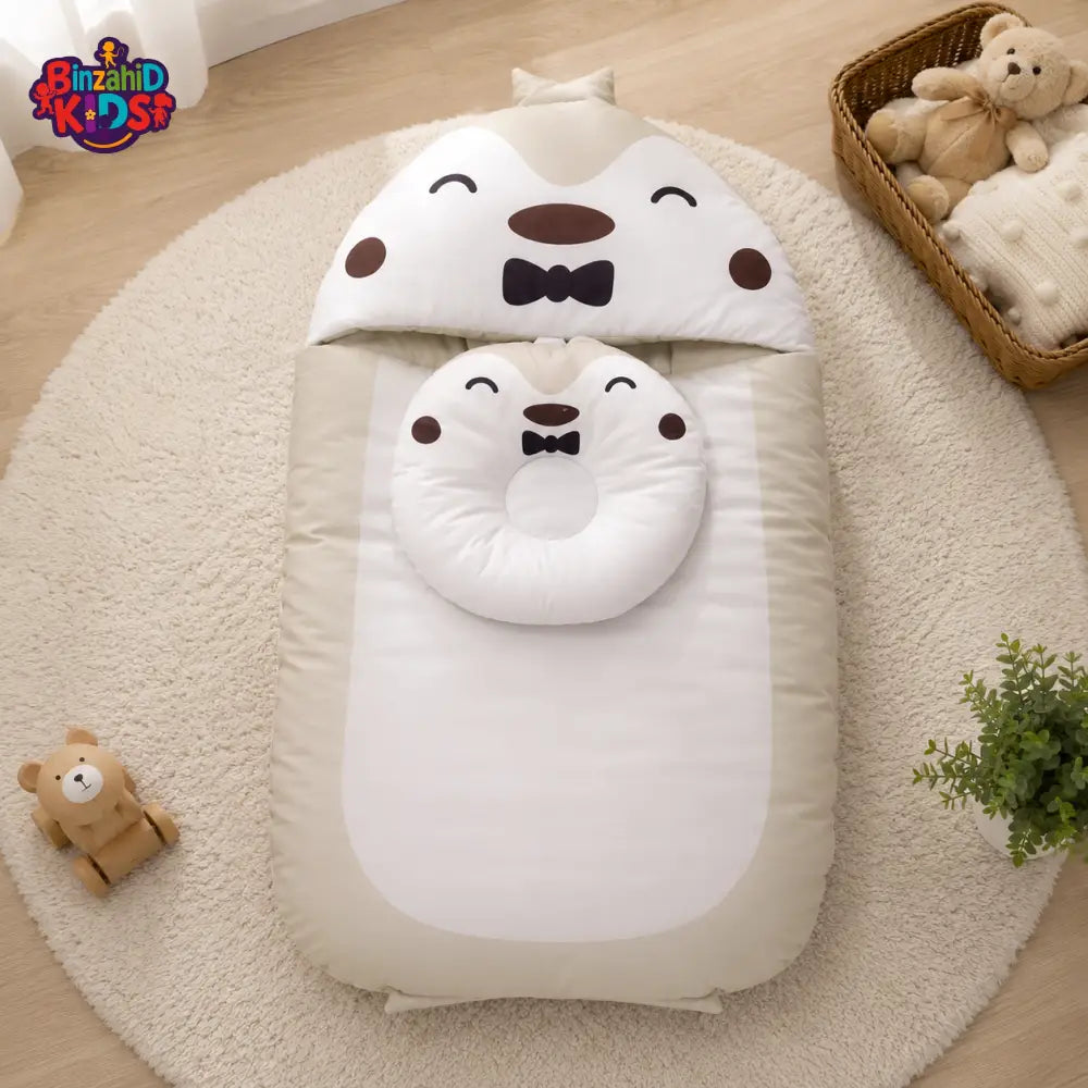 CARTOON CHICK DESIGN COTTON POLYESTER BABY SLEEPING BAG WITH MATCHING PILLOW