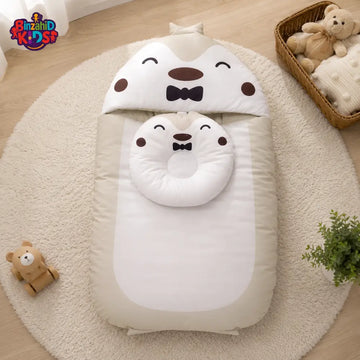 CARTOON CHICK DESIGN COTTON POLYESTER BABY SLEEPING BAG WITH MATCHING PILLOW
