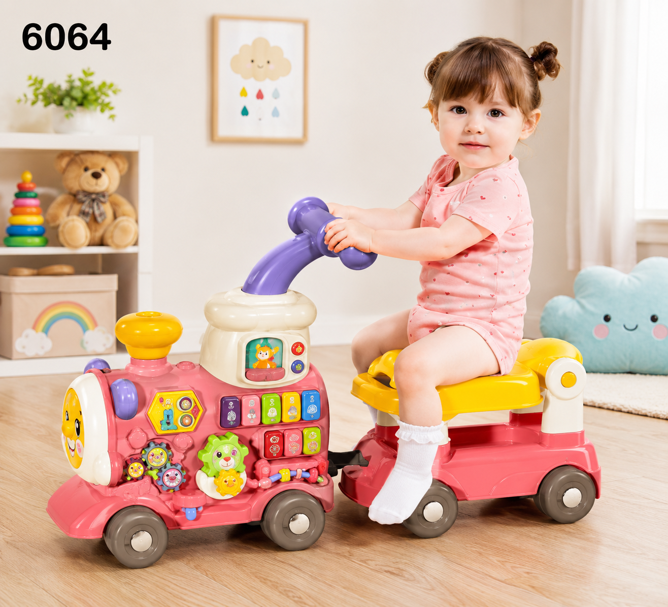 JOYOUS BABY RIDE ON TRAIN WALKER - PINK