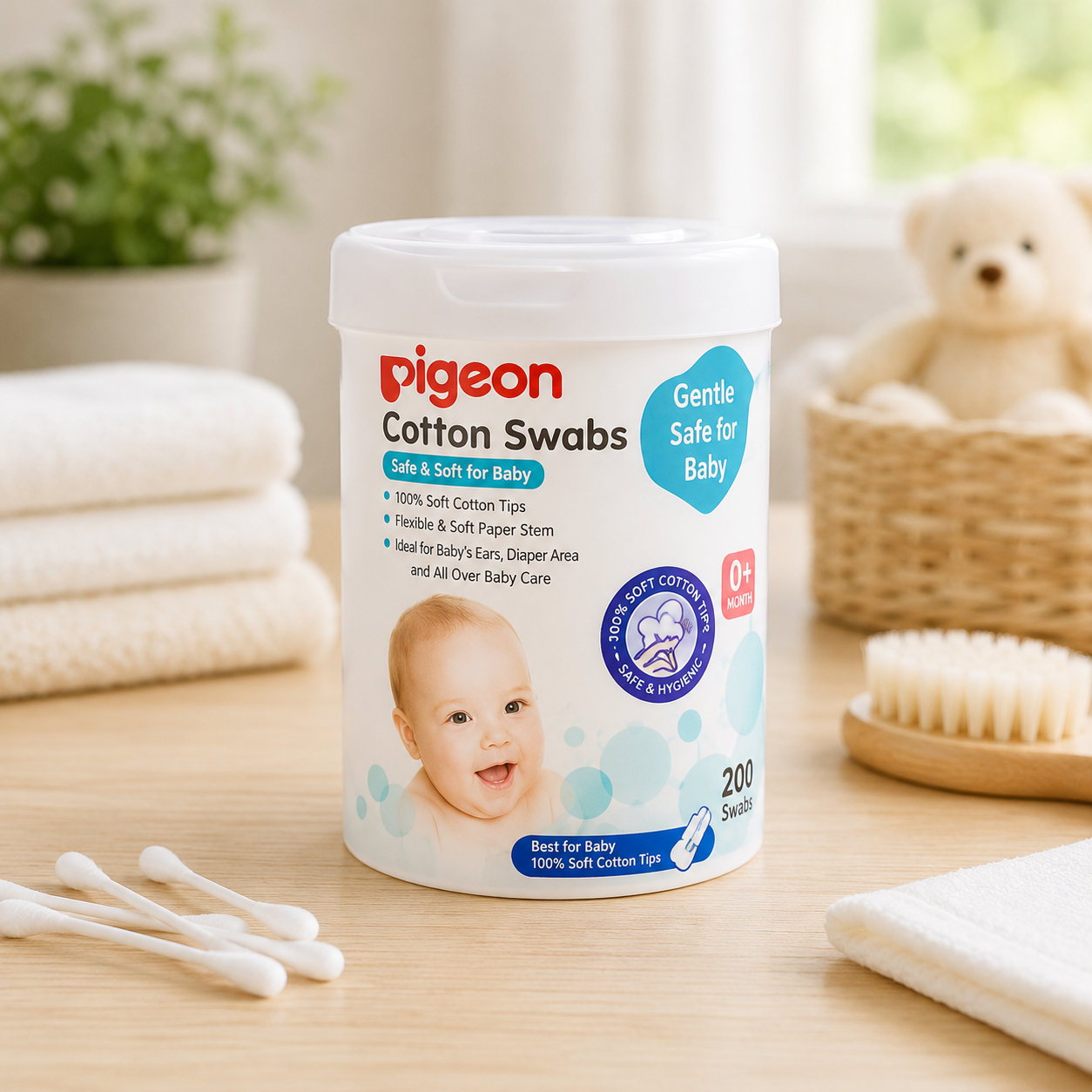 PIGEON THIN STEM COTTON SWABS – 200 PIECES