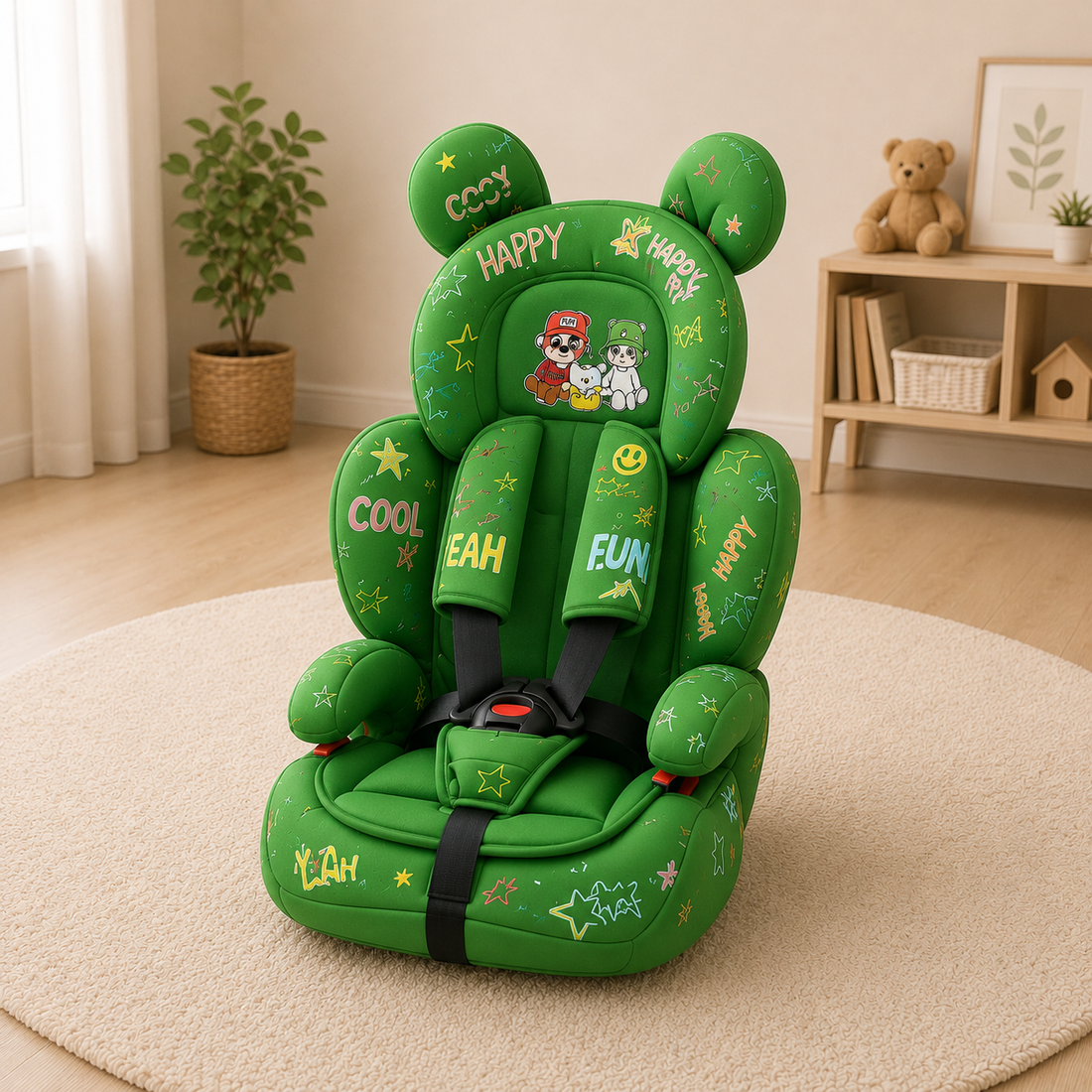 KIDS SAFETY BOOSTER CAR SEAT - GREEN
