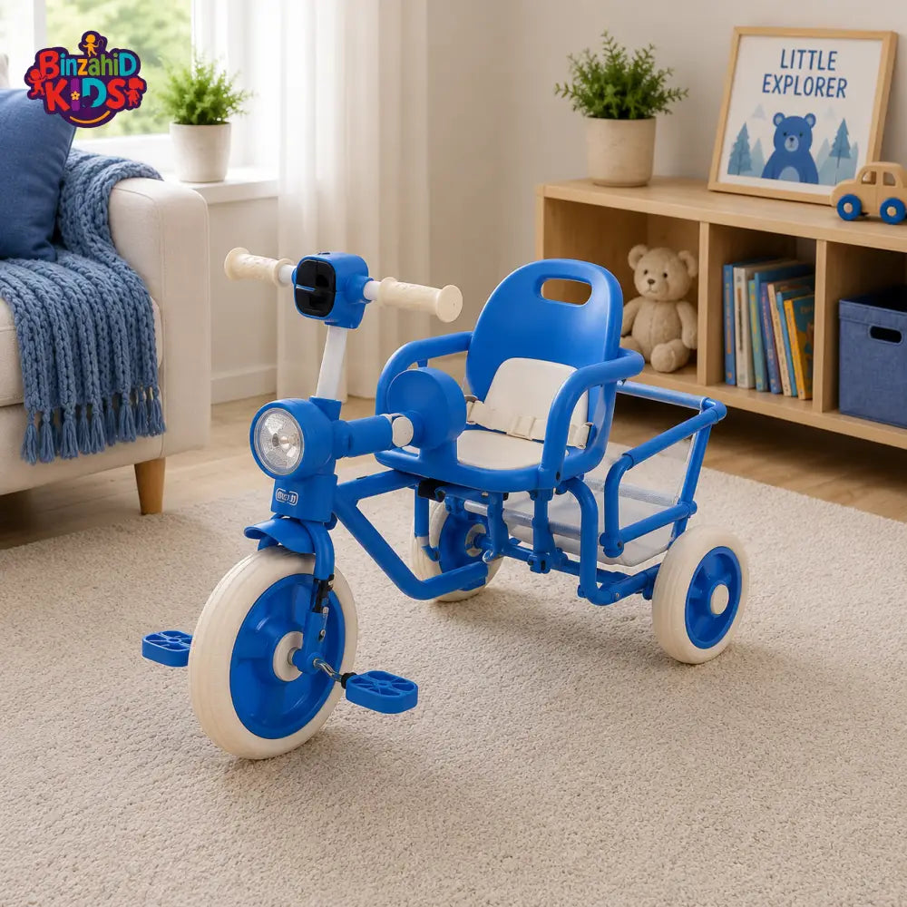 CLASSIC KIDS PEDAL TRICYCLE WITH BASKET - BLUE