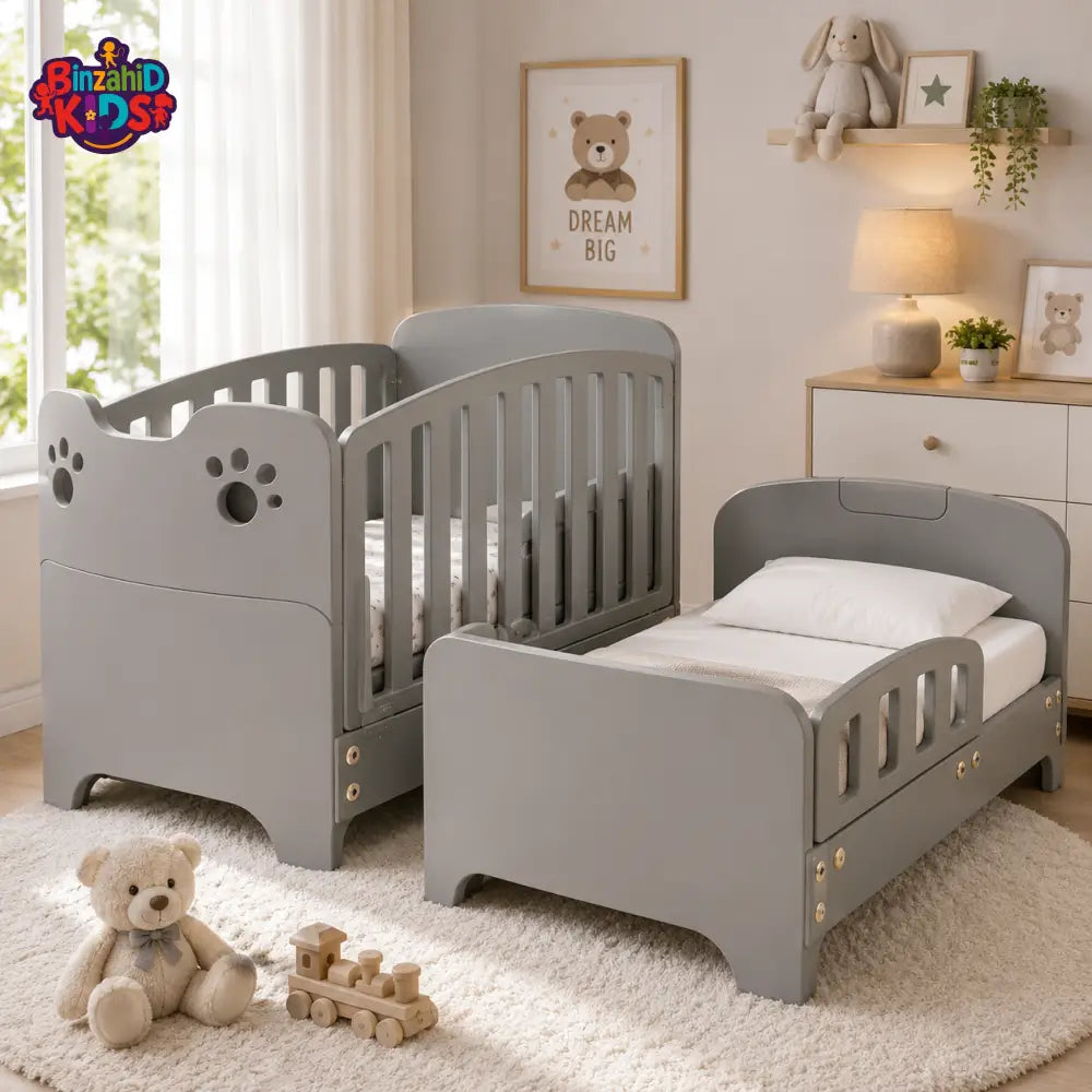 CONVERTIBLE WOODEN BABY CRIB BED