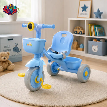 CUTE BABY PEDAL TRICYCLE WITH BACKREST - BLUE