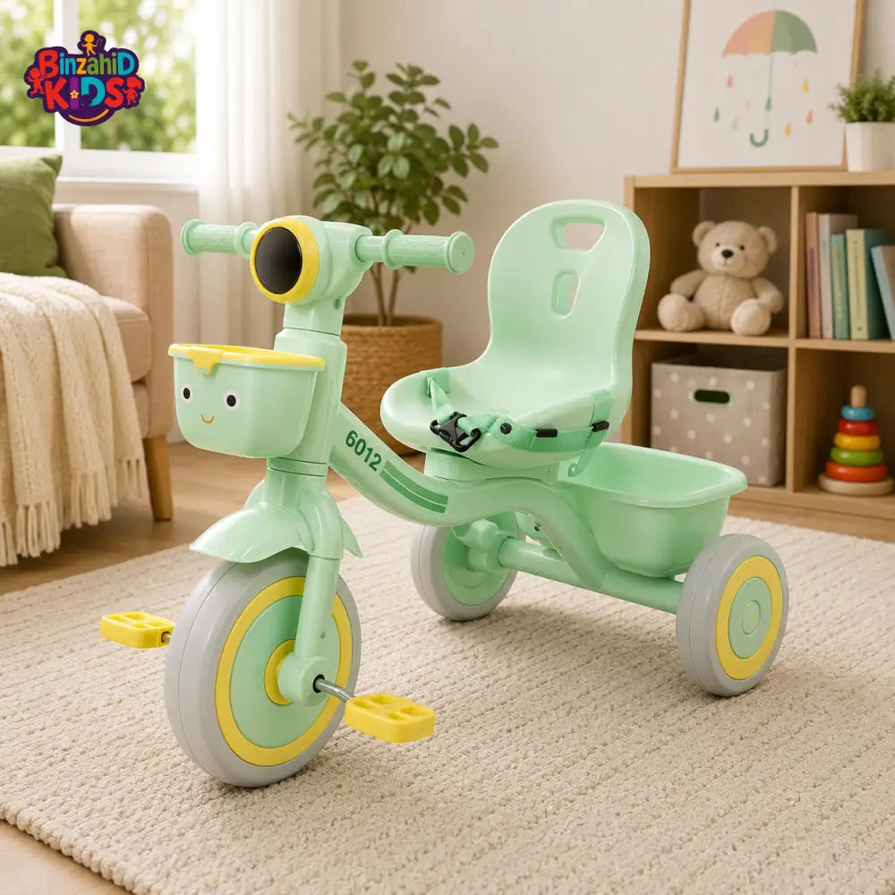 CUTE BABY PEDAL TRICYCLE WITH BACKREST - GREEN