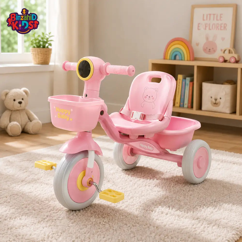 CUTE BABY PEDAL TRICYCLE WITH BACKREST - PINK