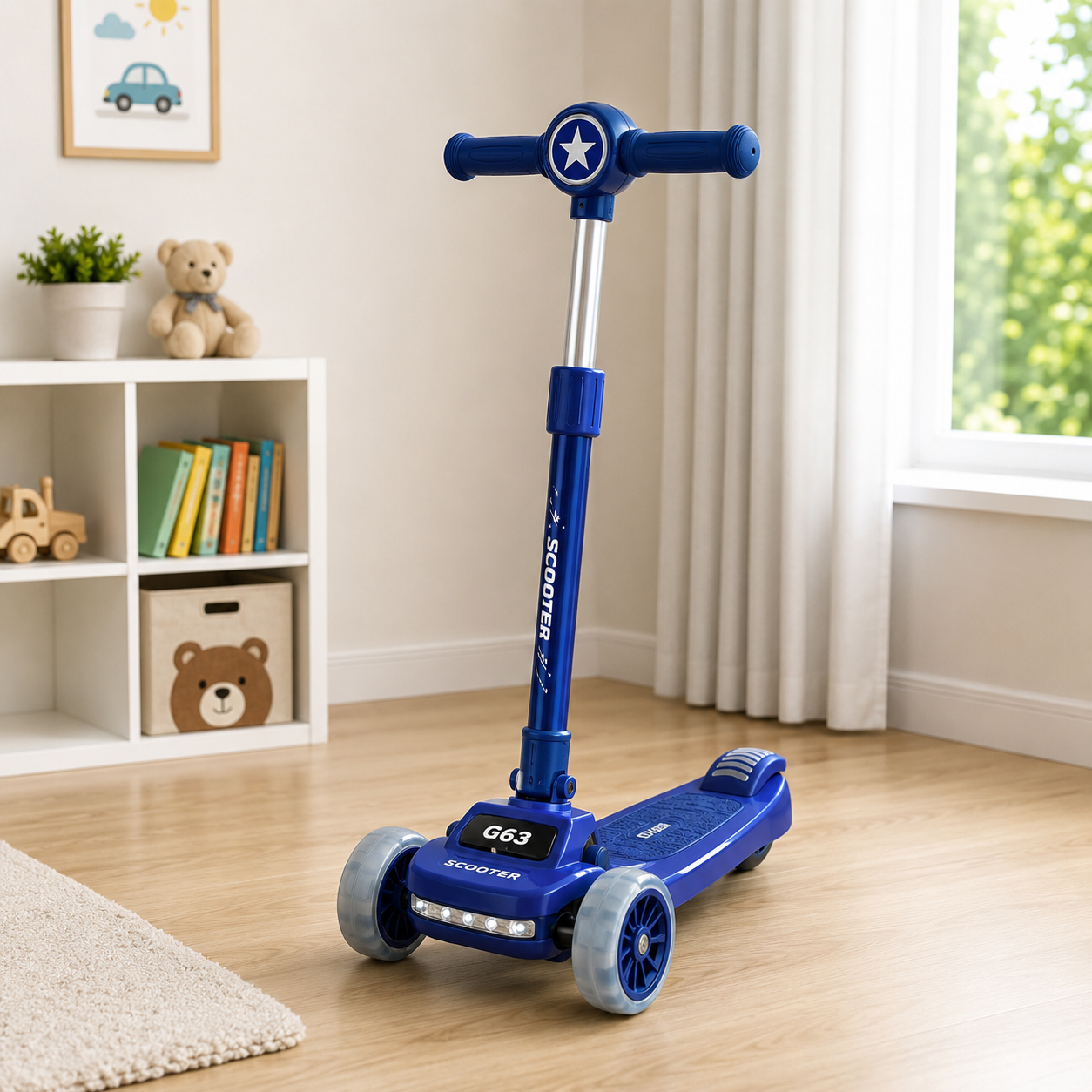 LED WHEEL 3-WHEEL KIDS SMART SCOOTER - BLUE