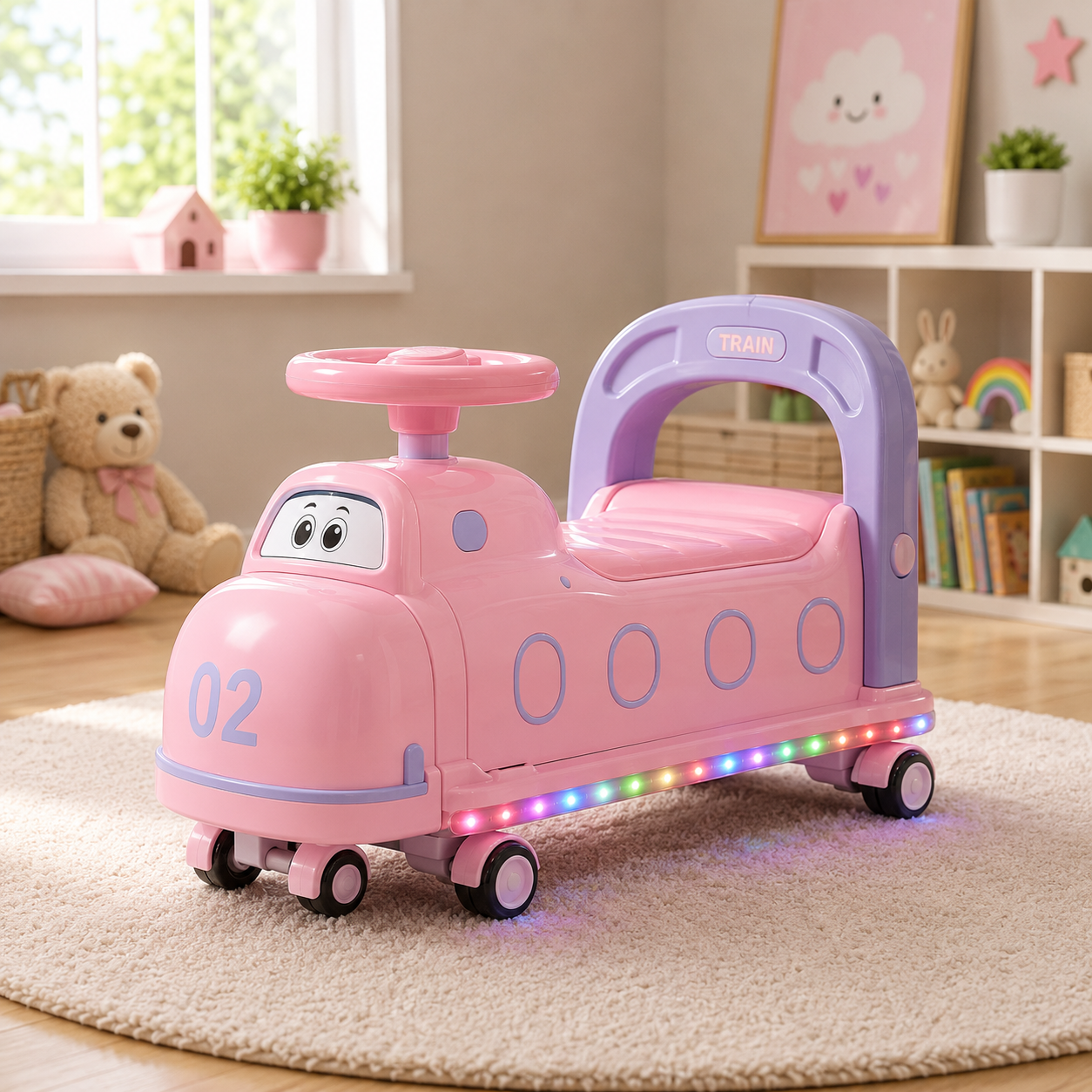 AIRPLANE STYLE AUTO BABY WALKER - PINK