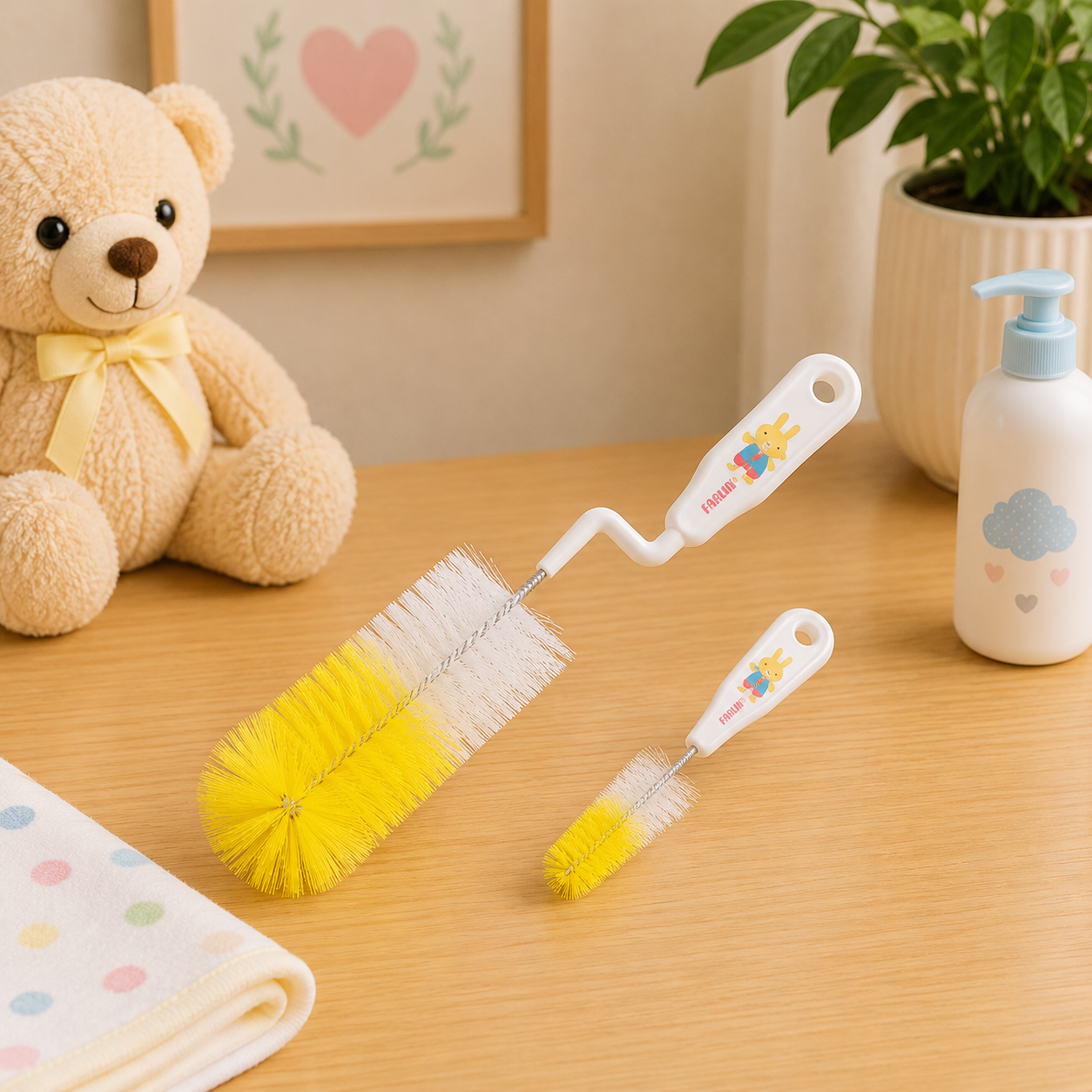 FARLIN BOTTLE & NIPPLE BRUSH - YELLOW
