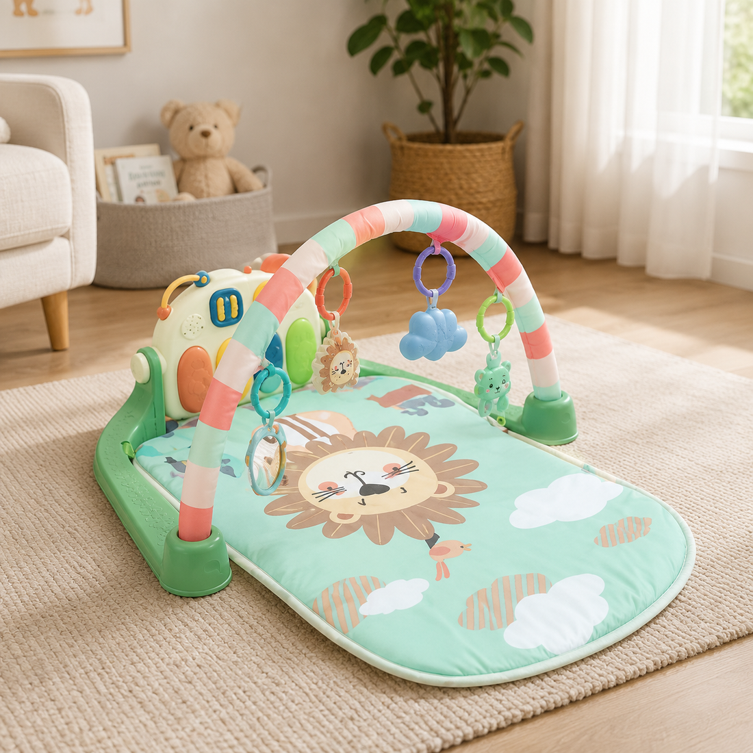 TINNIES BABY PIANO PLAY GYM & ACTIVITY MAT GREEN (0–36 MONTHS)