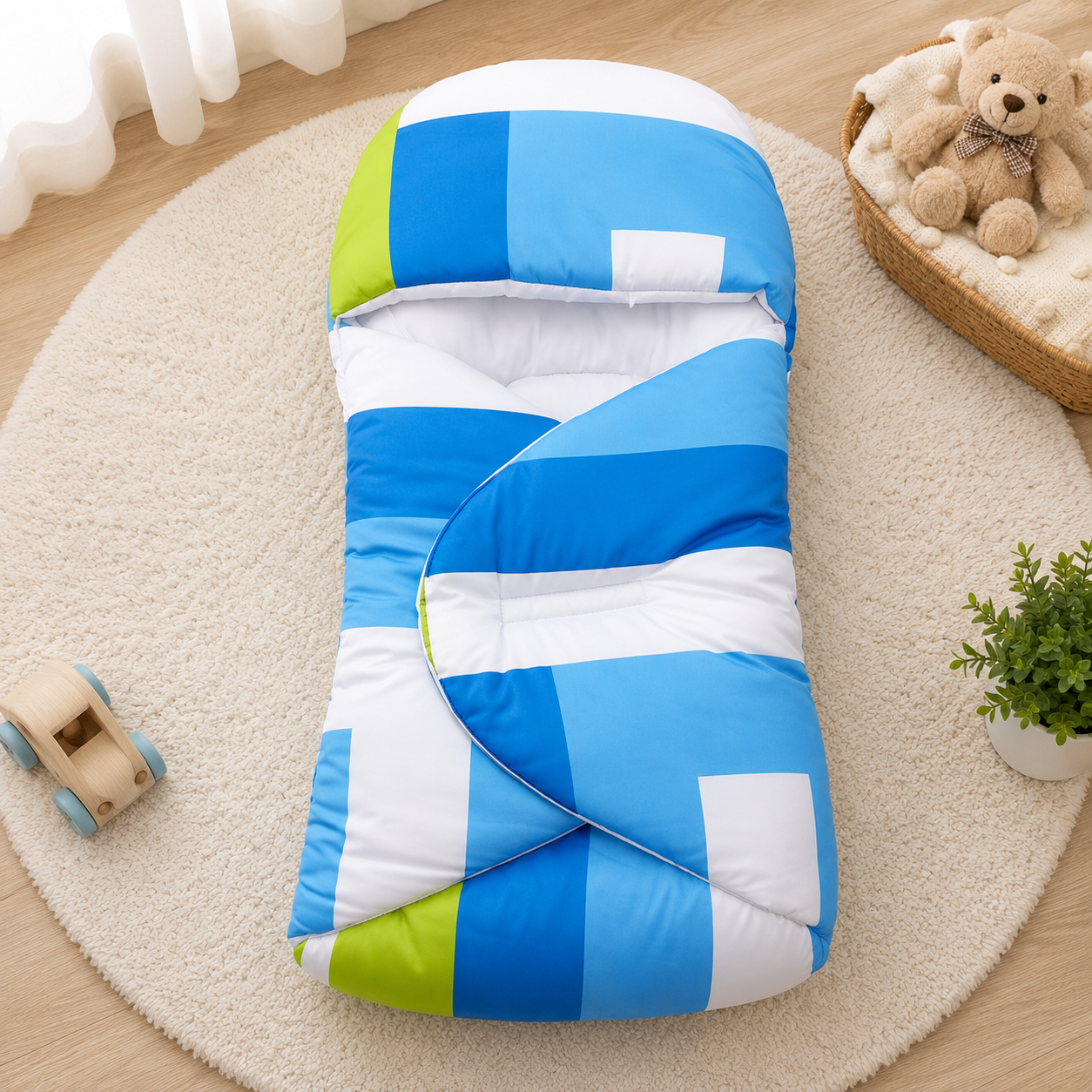 SOLID COTTON POLYESTER BABY CARRY NEST - LIGHT BLUE
