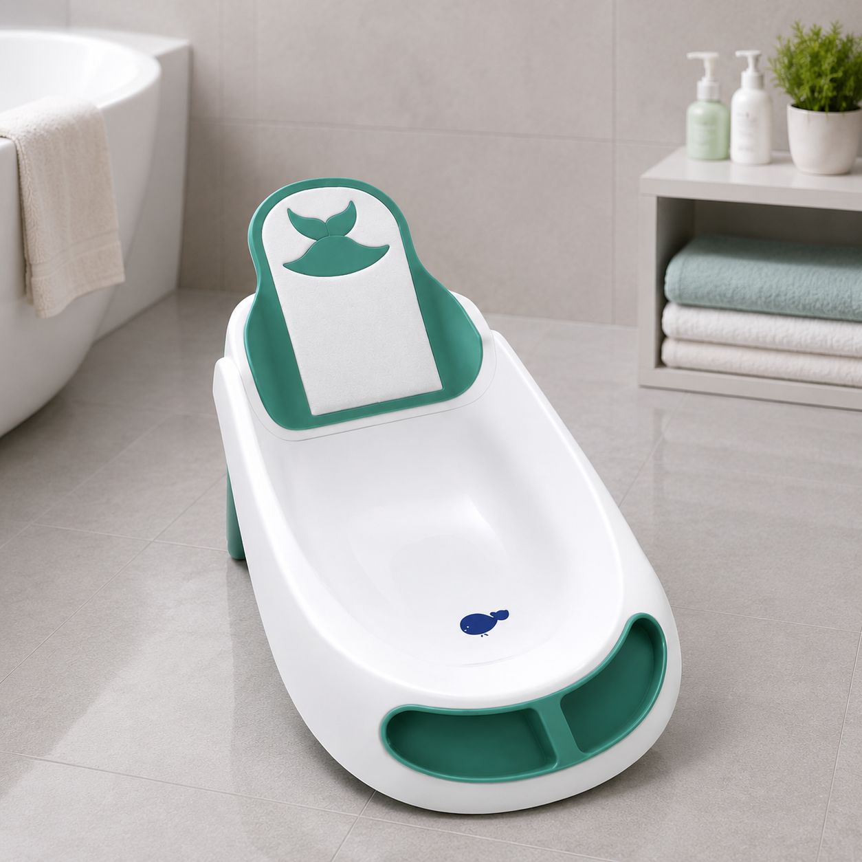 BABY BATH TUB WITH CUSHION SUPPORT - GREEN