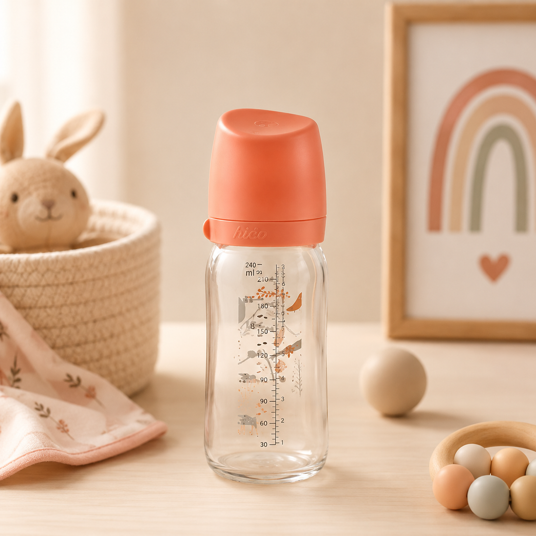 FARLIN WIDE NECK GLASS FEEDER 160ML - ORANGE