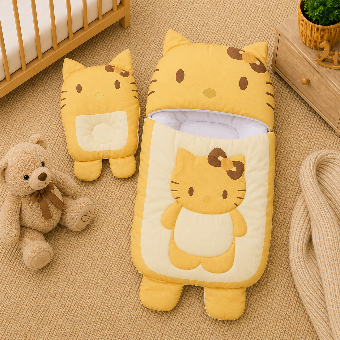 HELLO KITTY BABY SLEEPING BAG & PILLOW SET (YELLOW)