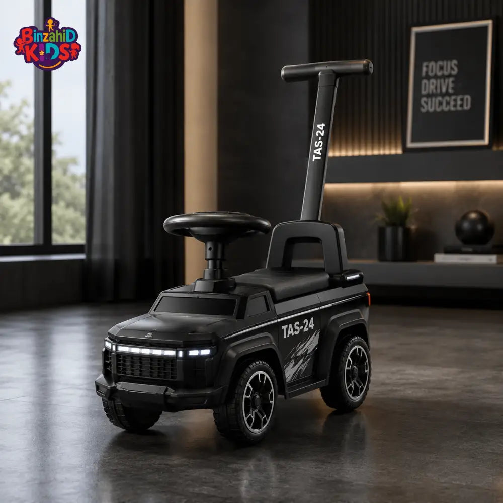 DELUXE KIDS RIDE-ON PUSH CAR WITH HANDLE - BLACK