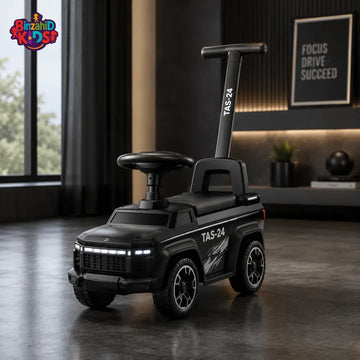 DELUXE KIDS RIDE-ON PUSH CAR WITH HANDLE - BLACK